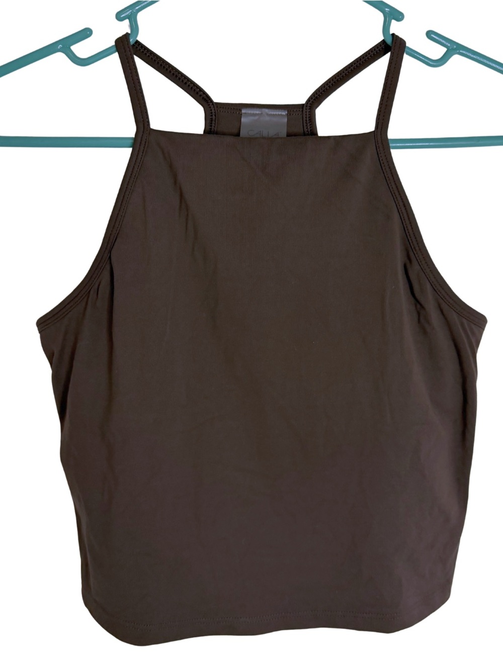 3/$20 CALIA by Carrie Underwood Brown High-Neck Crop Top Tank Top Size Small